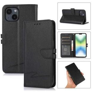 For iPhone 14 Cross Texture Horizontal Flip Leather Phone Case (Black)