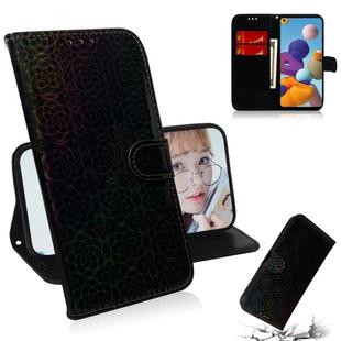 For Galaxy A21 Solid Color Colorful Magnetic Buckle Horizontal Flip PU Leather Case with Holder & Card Slots & Wallet & Lanyard(Black)