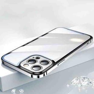 For iPhone 14 AG HD Glass + Metal Frame Phone Case (Silver)
