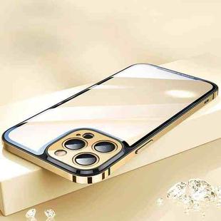 For iPhone 14 Pro Max AG HD Glass + Metal Frame Phone Case (Gold)