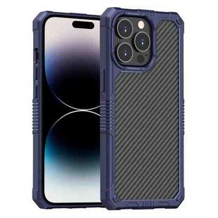 For iPhone 14 Pro Max Carbon Fiber Shockproof Phone Case (Blue)