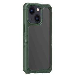 For iPhone 14 Transparent Shockproof PC + TPU Phone Case (Dark Green)