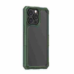 For iPhone 14 Pro Max Transparent Shockproof PC + TPU Phone Case (Dark Green)