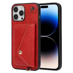 For iPhone 14 Pro Crossbody Wallet Card Bag Phone Case(Red)