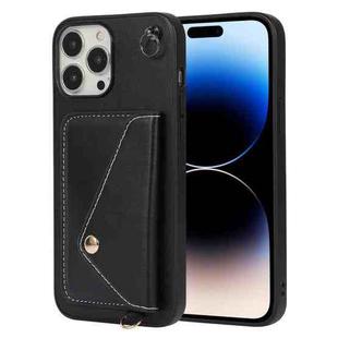 For iPhone 14 Pro Crossbody Wallet Card Bag Phone Case(Black)