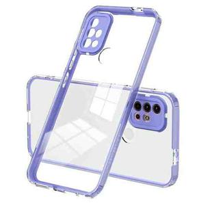 For Motorola Moto G10 3 in 1 Clear TPU Color PC Frame Phone Case(Purple)