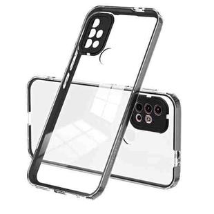 For Motorola Moto G20 3 in 1 Clear TPU Color PC Frame Phone Case(Black)