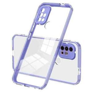 For Motorola Moto G20 3 in 1 Clear TPU Color PC Frame Phone Case(Purple)