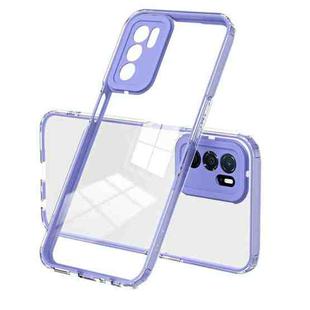 For OPPO A16 / A16s 3 in 1 Clear TPU Color PC Frame Phone Case(Purple)