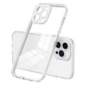 For iPhone 13 Pro Max 3 in 1 Clear TPU Color PC Frame Phone Case (White)