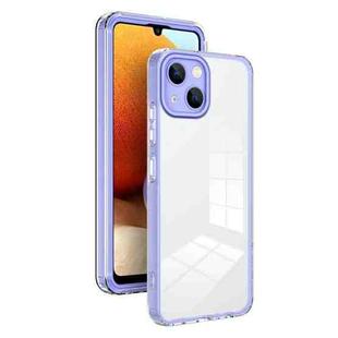 For iPhone 13 3 in 1 Clear TPU Color PC Frame Phone Case(Purple)
