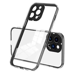 For iPhone 12 Pro 3 in 1 Clear TPU Color PC Frame Phone Case(Black)