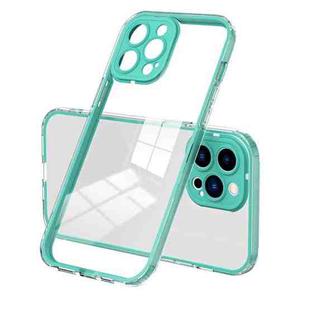For iPhone 12 Pro 3 in 1 Clear TPU Color PC Frame Phone Case(Light Green)