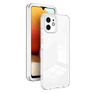 For iPhone 12 3 in 1 Clear TPU Color PC Frame Phone Case(White)