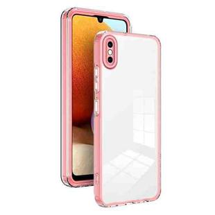 For iPhone XS Max 3 in 1 Clear TPU Color PC Frame Phone Case(Pink)
