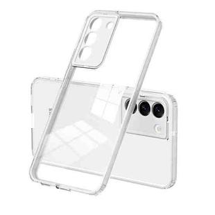 For Samsung Galaxy S22 5G 3 in 1 Clear TPU Color PC Frame Phone Case(White)