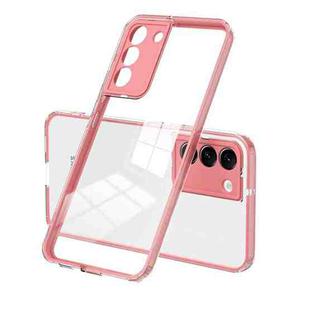 For Samsung Galaxy S22 5G 3 in 1 Clear TPU Color PC Frame Phone Case(Pink)