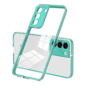 For Samsung Galaxy S22+ 5G 3 in 1 Clear TPU Color PC Frame Phone Case(Light Green)