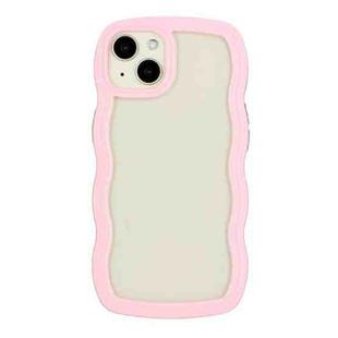 For iPhone 13 Candy Color Wave TPU Clear PC Phone Case(Pink)