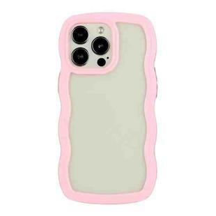 For iPhone 13 Pro Max Candy Color Wave TPU Clear PC Phone Case (Pink)