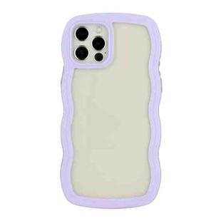 For iPhone 12 / 12 Pro Candy Color Wave TPU Clear PC Phone Case(Purple)