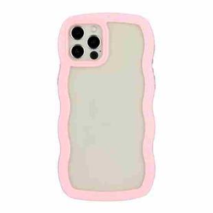 For iPhone 12 Pro Max Candy Color Wave TPU Clear PC Phone Case(Pink)