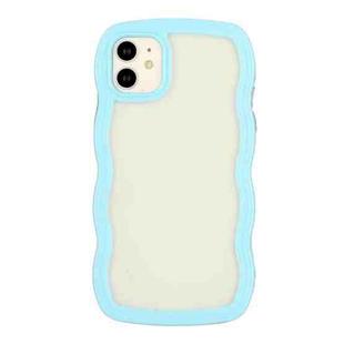 For iPhone 11 Candy Color Wave TPU Clear PC Phone Case (Blue)