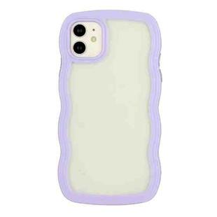 For iPhone 11 Candy Color Wave TPU Clear PC Phone Case (Purple)
