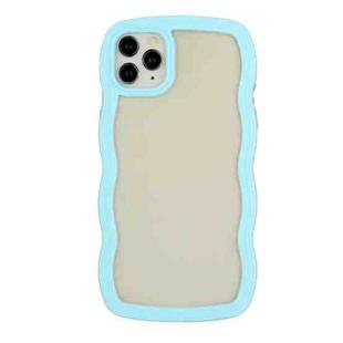 For iPhone 11 Pro Max Candy Color Wave TPU Clear PC Phone Case (Blue)