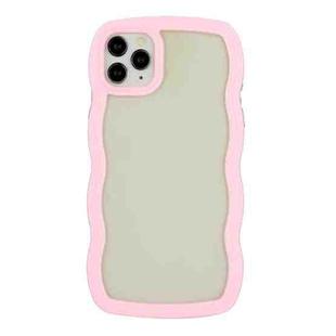 For iPhone 11 Pro Max Candy Color Wave TPU Clear PC Phone Case (Pink)