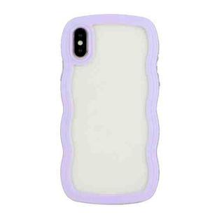 For iPhone X / XS Candy Color Wave TPU Clear PC Phone Case(Purple)