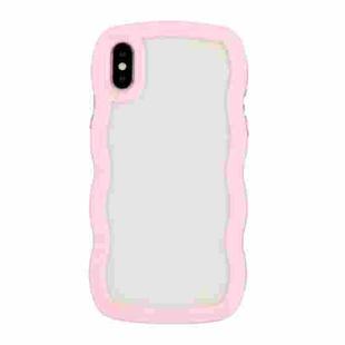 For iPhone X / XS Candy Color Wave TPU Clear PC Phone Case(Pink)