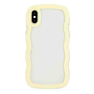 For iPhone X / XS Candy Color Wave TPU Clear PC Phone Case(Yellow)