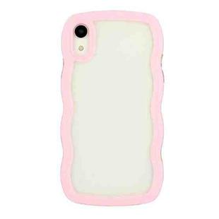 For iPhone XR Candy Color Wave TPU Clear PC Phone Case(Pink)