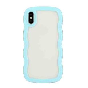 For iPhone XS Max Candy Color Wave TPU Clear PC Phone Case(Blue)