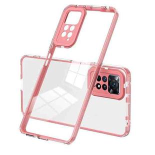 For Xiaomi Redmi Note 11 Pro 5G / 4G 3 in 1 Clear TPU Color PC Frame Phone Case(Pink)