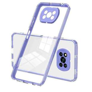 For Xiaomi Poco X3 NFC / X3 Pro 3 in 1 Clear TPU Color PC Frame Phone Case(Purple)