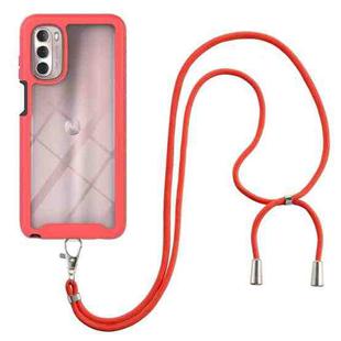 Starry Sky Solid Color Series Shockproof PC + TPU Phone Case with Neck Strap For Motorola Moto G Stylus 2022 4G(Red)