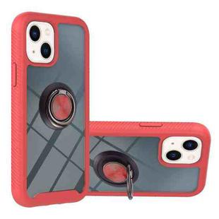 For iPhone 14 Starry Sky Solid Color Series PC + TPU Case with Ring Holder & Magnetic Function (Red)