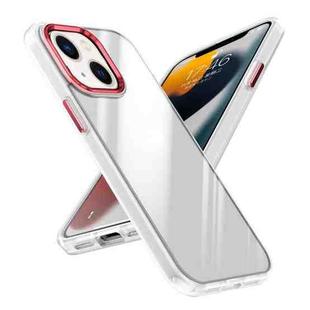 For iPhone 14 Four-corner Shockproof TPU + PC Phone Case (Transparent Red)