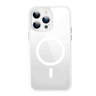 For iPhone 14 Pro Max Crystal Clear Series Magsafe Magnetic Phone Case (White)