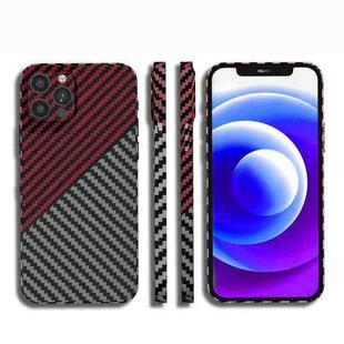 Carbon Fiber Texture PC Phone Case For iPhone 14 Pro Max(Black Red)