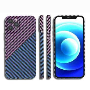 For iPhone 14 Carbon Fiber Texture PC Phone Case (Blue Purple)