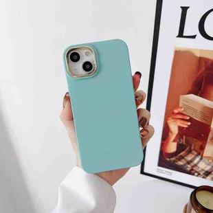 For iPhone 14 Liquid Silicone Electroplating + Flannel Phone Case (Lake Blue)