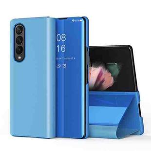 For Samsung Galaxy Z Fold4 5G Single Electroplating Flip Mirror Shockproof Phone Case(Blue)