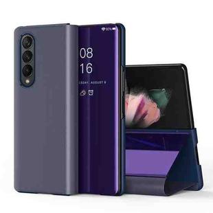 For Samsung Galaxy Z Fold4 5G Single Electroplating Flip Mirror Shockproof Phone Case(Purple)
