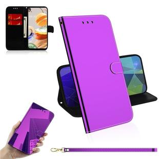 For LG K61 Lmitated Mirror Surface Horizontal Flip Leather Case with Holder & Card Slots & Wallet & Lanyard(Purple)