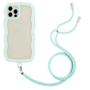 For iPhone 12 / 12 Pro Lanyard Candy Color Wave TPU Clear PC Phone Case(Green)