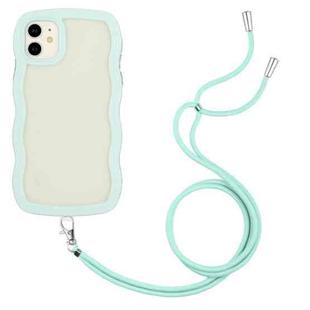 For iPhone 11 Lanyard Candy Color Wave TPU Clear PC Phone Case (Green)
