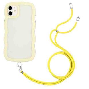 For iPhone 11 Lanyard Candy Color Wave TPU Clear PC Phone Case (Yellow)